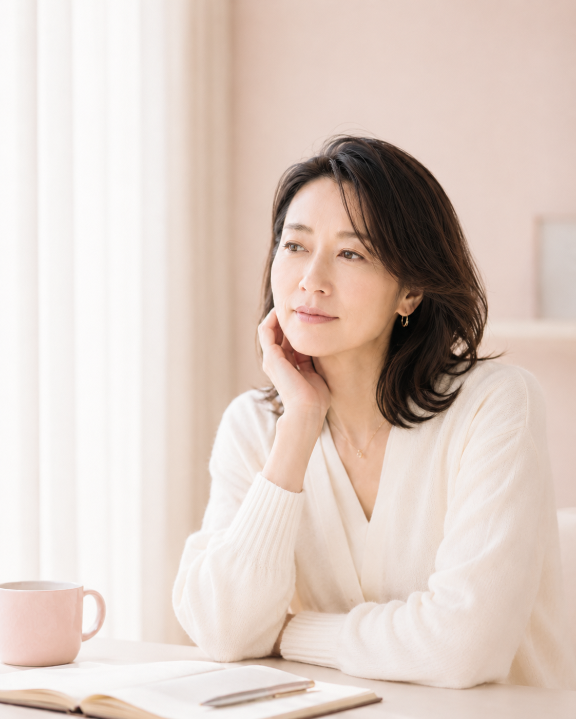 これからについて静かに考える女性